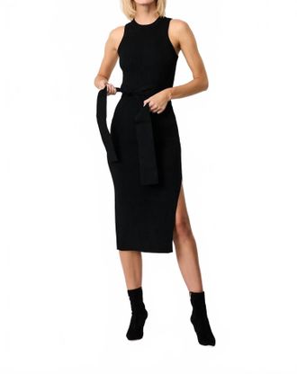 Toccin Piper Sleeveless Racer Tie-Front Midi Dress In Jet Black