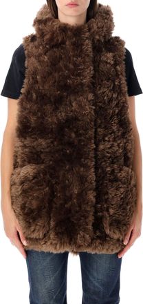 Urban Code Hooded Vest Fur Thick Curly Fur Hooded Vest
