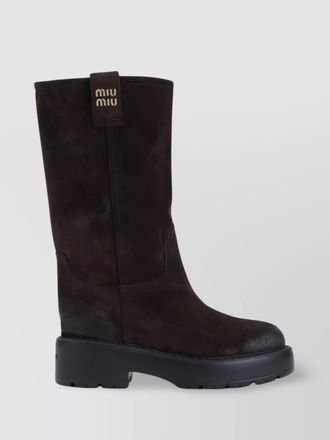 Miu Miu leather knee-high boots oversized sole