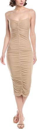 Enza Costa Stretch Knit Ruched Strappy Silk-Blend Midi Dress