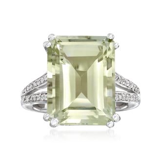 Ross-Simons Green Prasiolite and. White Topaz Ring in Sterling Silver