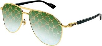 Gucci Goud Groene Zonnebril Gg 1220S Stijl - Heren - Zonnebrillen - Geel - 59 MM - Accessoires