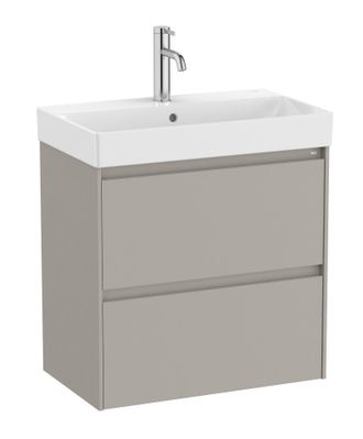 Roca Roca - Pack Unik Mueble Base Gris Compacto De 2 Cajones + Lavabo Ona Medidas: 600x360x645 Mm