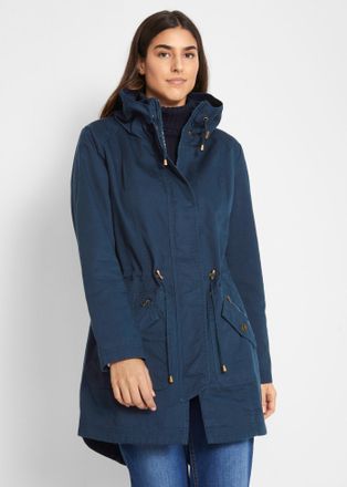 Bonprix Parka BONPRIX Baumwoll-Kurzparka mit Stehkragen, talliert, Damen, Gr. 38, blau (dunkelblau), Obermaterial: 100% Baumwolle. Futter: 100% Polyester, tai