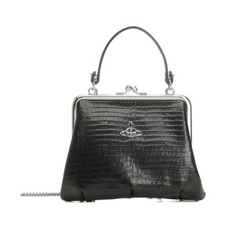 Vivienne Westwood Tassen, Dames, Zwart, ONE Size, Zwarte Kettingportemonnee met Metalen Sluiting