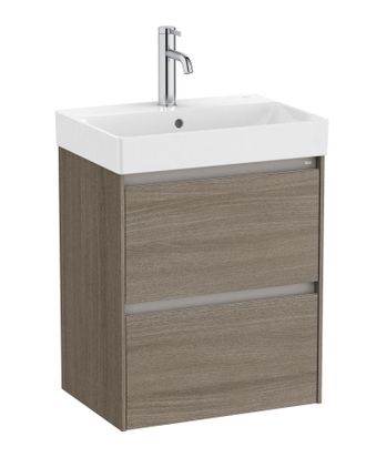 Roca Roca - Pack Unik Mueble Base Compacto De 2 Cajones + Lavabo Ona Color: Olmo Oscuro - Medidas: 500x360x645 Mm