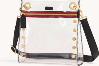 Hammitt Hammitt Tony Clear Black Brushed Gold Red Zip Med