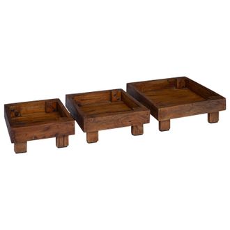 vidaXL Soporte De Plantas 3 Uds. Marr&oacute;n 35 X 35 X 12 Cm Vidaxl