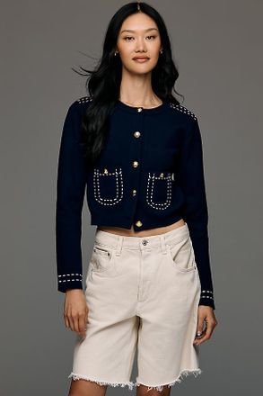 English Factory Stitched Cardigan Sweater