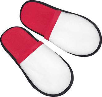 Generic Fluffy Slippers Polish Flag Printing Fuzzy Slippers Comfy Non Slip House Slipper For Women Travel Bathroom M