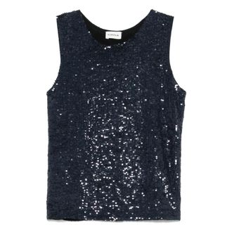 P.A.R.O.S.H. Sleeveless Tops, female, Blue, Size: XS Blue Tops for a Stylish Look