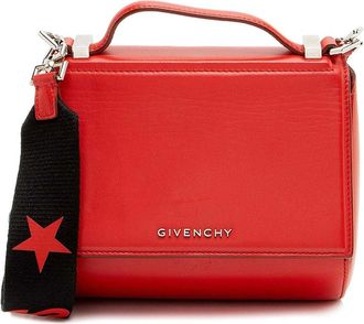 Givenchy Red Calfskin Pandora Box Logo Strap Mini Shoulder Bag (Authentic Pre- Loved)
