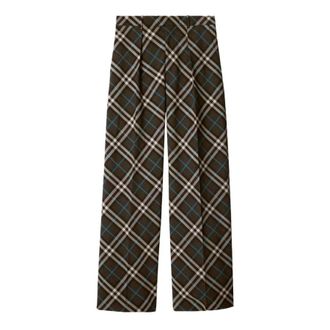 Burberry Check Pattern Oversized Wool Blend Trousers, Brand Size 48 ( US Size 32.7 )