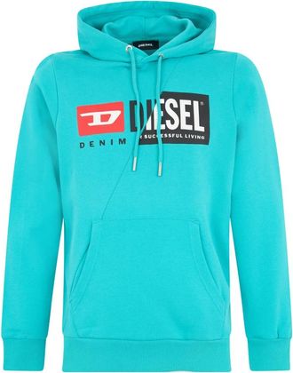 Diesel Hoodie met logo - Heren - Sweatshirts & Hoodies - Blauw - Maat: S Katoen