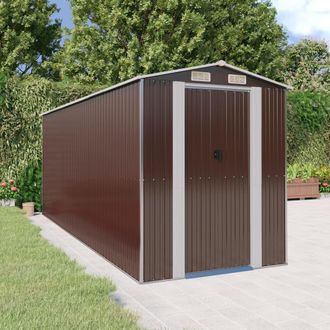 vidaXL Cobertizo Jard&iacute;n Acero Galvanizado Marr&oacute;n Oscuro 192x523x223 Cm Vidaxl