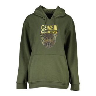 Cavalli Groene hoodie met logoprint - Dames - Hoodies - Groen - L - Hoodies & sweatvesten