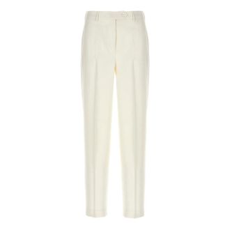 Kiton Broeken, Dames, Wit, M, Leer, Cigarette Pants