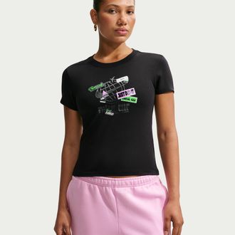 Nike Womens Nike Sportswear Chill Knit Slim Mod-Cropped T-Shirt in Black | IM6408-010
