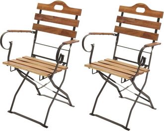 Hhg Juego De 2 Sillas De Jard&iacute;n Hhg 439, Silla Plegable Silla De Jard&iacute;n, Calidad Gastron&oacute;mica Acacia Certificada Mvg, Color Natural