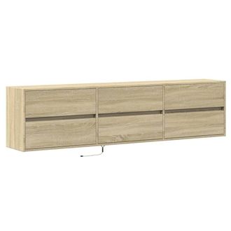 Berkfield Home TV Wall Cabinet with LED Sonoma Oak 180x31x45 cm in Light Oak | Size: 180 x 31 x 45 cm