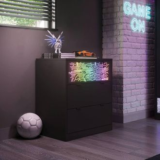X Rocker NeoNite Chest Of 3 Drawers with App Control RGB LED Lights - Black