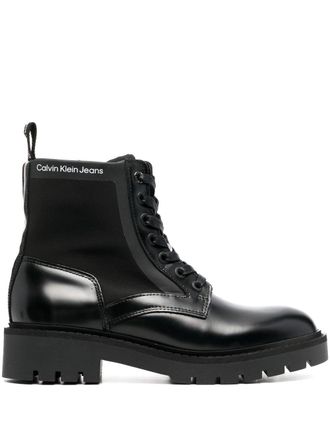 Calvin Klein military combat boots - women - Leather/Fabric/Leather/Rubber/Fabric - 37 - Black