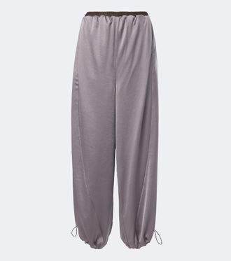 Jacques Wei Pantalones anchos de sat&eacute;n con piel