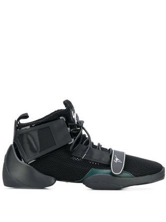 Giuseppe Zanotti split sole logo strap sneakers - men - Rubber/Polyester/Calf Leather/Leather/Polyester - 40 - Black