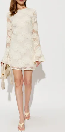 Rotate Lace Dress With Long Sleeves, Womens, Cream