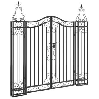 vidaXL Puerta De Jard&iacute;n De Hierro Forjado Negro 121x8x120 Cm Vidaxl