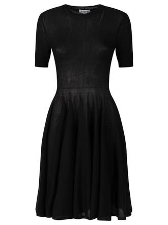 Alaia Skater Short-Sleeved Wool Dress