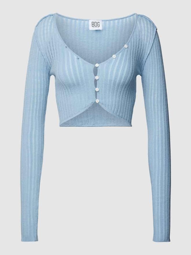 Cropped Cardigan mit Strukturmuster, Gr&ouml;&szlig;e L