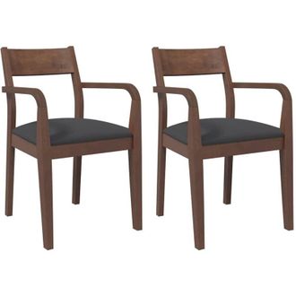 vidaXL Vidaxl - Sillas De Comedor Con Cojines 2 Uds Madera Maciza Marr&oacute;n Caucho