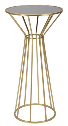 Mauro Ferretti Mesa auxiliar redonda de metal dorado con espejo &oslash; cm 50x100