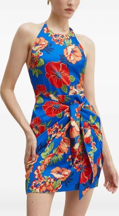 Guess Co Abito midi a fiori con scollo allamericana - Blu