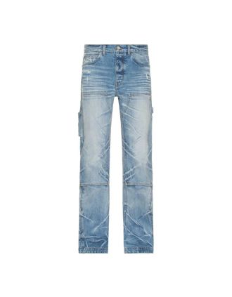 Amiri Mens Amiri Straight Fit Carpenter Faded Indigo Blue Jeans - Size: 32/32