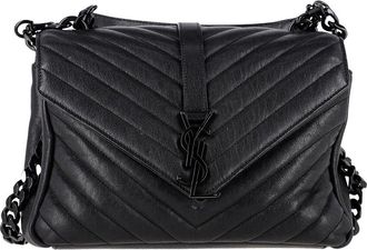 Saint Laurent Chevron Quilted Medium College Top Handle Bag (Authentic Pre- Loved)