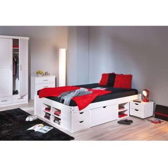 Inter Link SAS Letto till +vani contenitore+comodino 146x209x47,5h pino massello