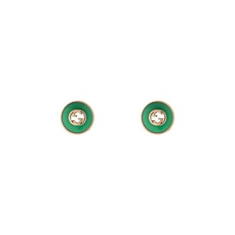 Gucci Ybd 786554002 - Interlocking Stud oorbellen in roze goud en groene agaat - Dames - Oorbellen - Veelkleurig - ONE Size - Accessoires
