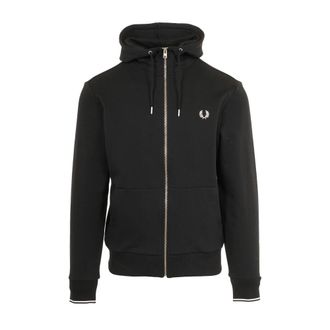 Fred Perry Zwarte Hoodie met Rits - Heren - Vesten met rits - Zwart - S - Hoodies & sweatvesten