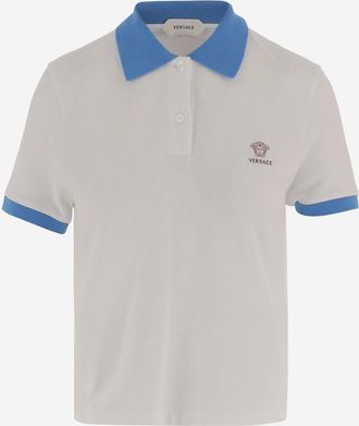 Versace Womens Polo Shirt Cotton White Tops