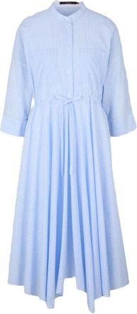 Windsor Gestreepte overhemdjurk met opstaande kraag - Dames - Casual kleedjes - Blauw - 3XL - Katoen - Kleedjes