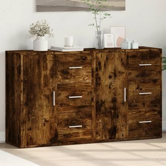 vidaXL Aparador De Madera De Ingenier&iacute;a 2 Uds Roble Ahumado 60x31x70cm Vidaxl