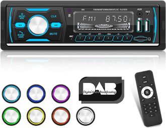 OEM Autorradio Din Simple Con Dab+ Y Bluetooth - Radio Fm/am Rds - Botones Iluminados De 7 Colores/usb/unidad Usb/aux + Tarjeta Tf De 32 Gb