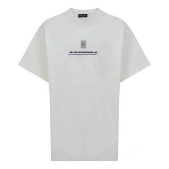 Balenciaga PDF Logo Oversized T-Shirt Off White 676589TLVF79016