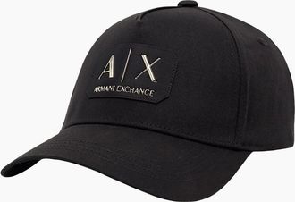 A|X Armani Exchange Mens Cotton Black/Gold Patch Logo Cap - Size: ONE size