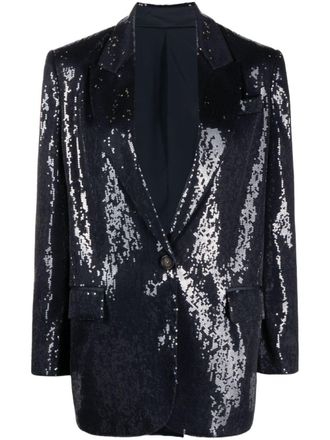 Brunello Cucinelli Blazer met pailletten - Blauw