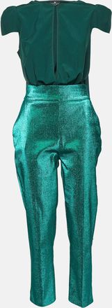 Elisabetta Franchi Green Bodysuit & Lurex Trousers Set