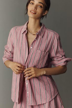 Maeve Kate Classic Linen Blend Buttondown Shirt by Maeve