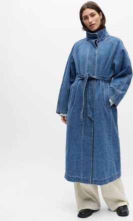 Object Trench in denim blu medio con collo a imbuto